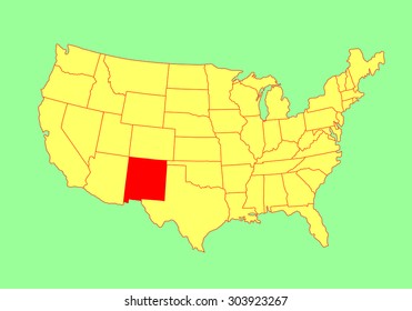 New Mexico State, USA, vector map isolated on United states map. Editable blank vector map of USA.