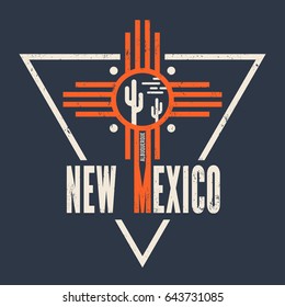 New Mexico t-shirt design, print, typography, label. Vector illustration.