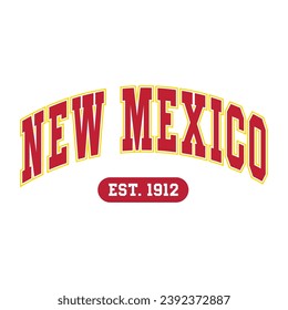 New Mexico typography design vector, usa state shirt design vector. Jersey design vector, T-shirt design for usa 