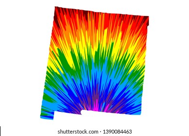 New Mexico (United States of America, USA, U.S., US) - map is designed rainbow abstract colorful pattern, State of New Mexico map made of color explosion,