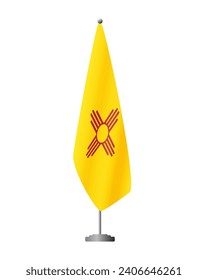 New Mexico US flag on flagpole for official meetings, transparent background, vector