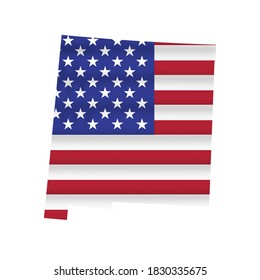 New Mexico US state flag map isolated on white. Vector illustration.