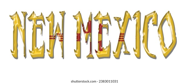 NUEVO MÉXICO Estados Unidos tipo de letra de texto, color de fondo de la bandera NUEVA MÉXICO 3D, ilustración vectorial de la bandera NUEVA MÉXICO