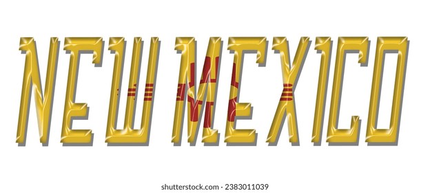 NEW MEXICO USA flag text font, 3D NEW MEXICO flag colorful background, NEW MEXICO flag vector illustration