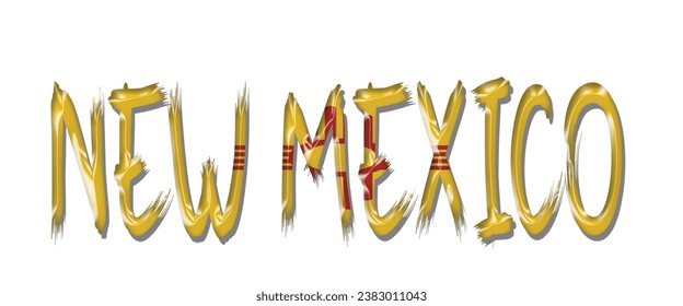 NEW MEXICO USA flag text font, 3D NEW MEXICO flag colorful background, NEW MEXICO flag vector illustration