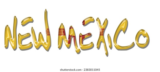 NEW MEXICO USA flag text font, 3D NEW MEXICO flag colorful background, NEW MEXICO flag vector illustration