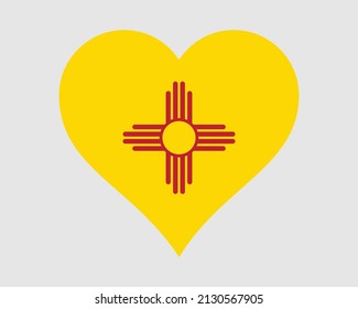 New Mexico USA Heart Flag. NM US Love Shape State Flag. New Mexican United States of America Banner Icon Sign Symbol Clipart. EPS Vector Illustration.