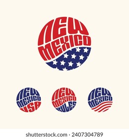 New Mexico USA patriotic sticker or button set. Vector illustration for travel stickers, political badges, t-shirts.