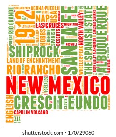 New Mexico USA state map vector tag cloud illustration