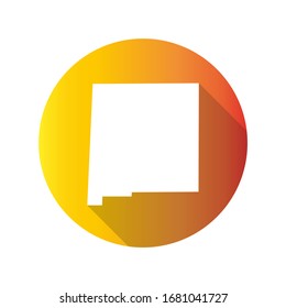 New Mexico, USA Symbol Map Icon Round. Flat Vector Art Design with Shadow. Gradient Color Banner.