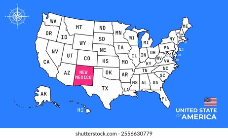 New Mexico, USA, vector map isolated on United states map.