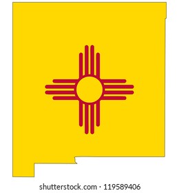 New Mexico vector map with the flag inside.