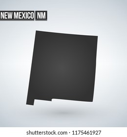 New Mexico vector map silhouette isolated on white background. High detailed illustration. United state of America country.