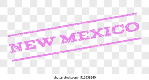 New Mexico watermark stamp. Text caption between parallel lines with grunge design style. Rubber seal stamp with scratched texture. Vector violet color ink imprint on a chess transparent background.