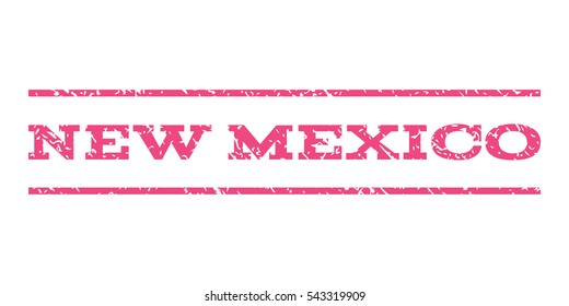 New Mexico watermark stamp. Text caption between horizontal parallel lines with grunge design style. Rubber seal stamp with scratched texture. Vector pink color ink imprint on a white background.