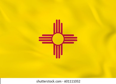 New Mexico waving flag. New Mexico state flag background texture.Vector illustration.