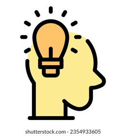 New mind idea icon outline vector. Woman health. Body exercise color flat