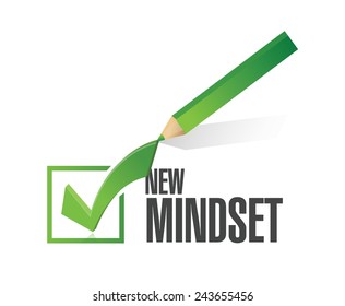 new mindset check mark pencil illustration design over a white background