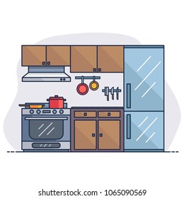 new minimalism kitchen dining room simple vector illustration