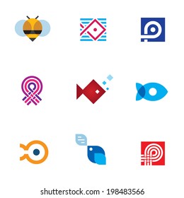 New mobile app startup icon set digital age community logo 