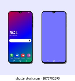 New mobile phone simple art vector illlustration. Gradient display and flat display