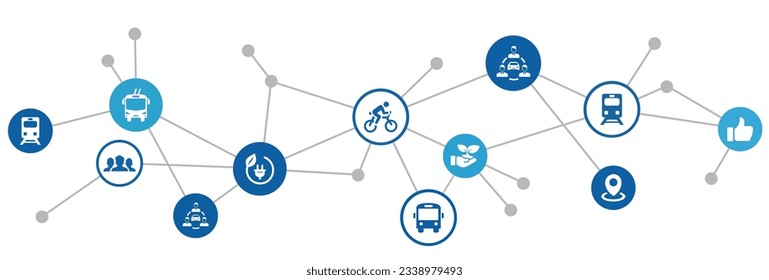 nuevo concepto de icono de movilidad, alternativas ecológicas de transporte público: bus, bicicleta, coche compartido, tren , ilustración vectorial