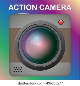 New model of an action video camera. Realistic vector image isolated on white background.