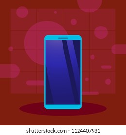 new model smartphone icon presentation design on red background flat vector illustration