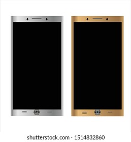 New models of mobile phones in silver and gold, beautiful and modern.