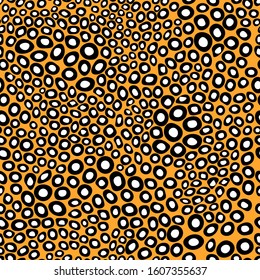 New modern animal seamless pattern. black and white ornament on orange background. Vector stock illustration for posters, card, postcard, fabric, textile.