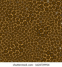 New modern animal seamless pattern. Brown ornament on orange background. Ornament of stylized skin. Vector stock illustration for posters, card, postcard, fabric, textile.