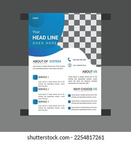 New Modern Business Flyer Template Blue style Vector Design For Business Progress Effective Sample Layout.