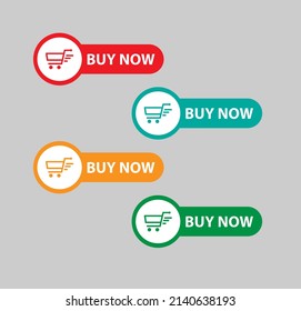 Neue moderne Buy-Now-Button-Vektorgrafik-Design mit verschiedenen Farben  
