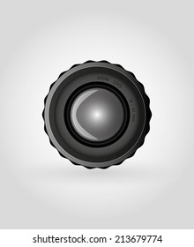 New modern camera lens isolated on white background