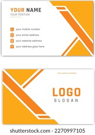 New modern clean business card design ,double sided identity corporate template for company team or personal ,Orange color creative style layout and white background
