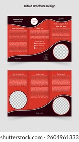 new modern clean creative restaurant trifold brochure design.