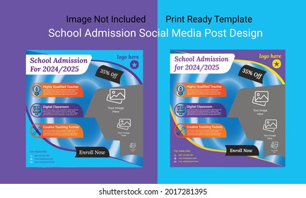 New modern digital awesome minimal simple latest school admission or
 back to school social media post flyer template design.
		