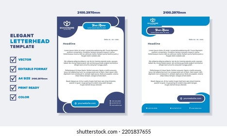 new modern elegant of letterhead template for stationary design for business corporation. blue and yellow color