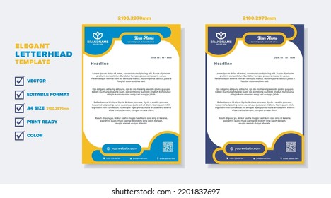 nueva y moderna elegante plantilla de membrete para diseño estacionario para corporaciones empresariales. color azul y amarillo