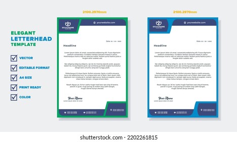 new modern elegant of letterhead template for stationary design for business corporation with yellow and blue color editable format eps10 for download
