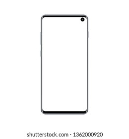 New modern frameless mobile phone mock up with blank screen isolated on white background. Vector illustration