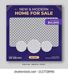 New And Modern Home For Sale Social Media Post Template