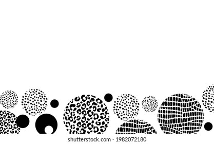 New modern leopard black and white background. Ornament of stylized animal skin. Abstract geometric vector illustration for leaflet, banner, website, poster, card, postcard, wallpaper. Copy space.