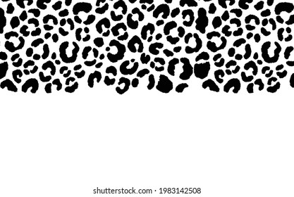 New modern leopard black and white background. Ornament of stylized animal skin. Abstract geometric vector illustration for leaflet, banner, website, poster, card, postcard, wallpaper. Copy space.