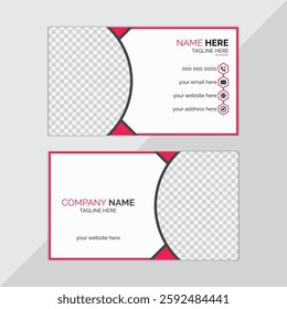 new modern professional business card design, Minimal modern stylish business card, red and gray black theme, office, hotel, resort, visiting card.