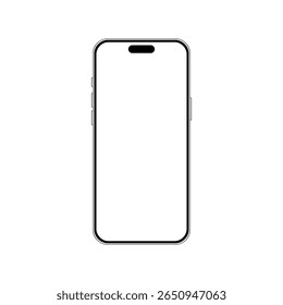New modern realistic black iphone mockup front view isolated on white mobile template vector.