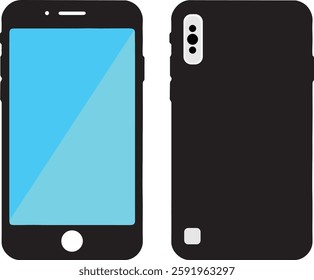 New modern realistic front and back view black smart phone mockup template vector.