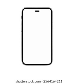 New modern realistic front view black iphone mockup isolated on white mobile template Vector