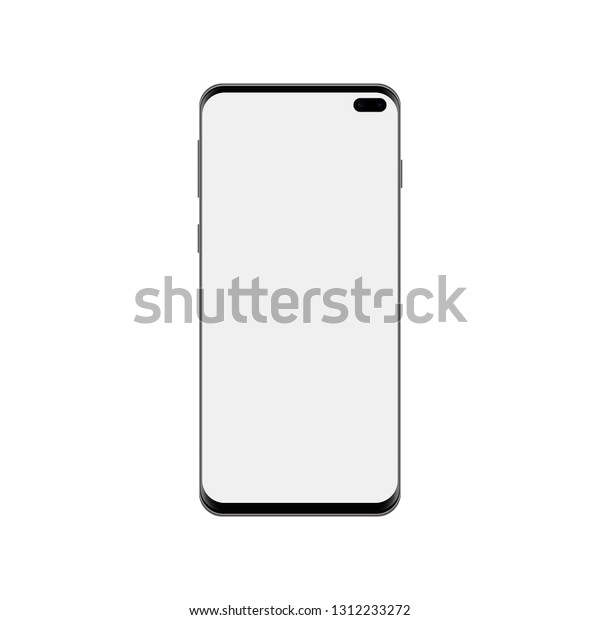 白い空白のスクリーンを持つ新しい最新のスマートフォン フレームなしのスマートフォン 白い背景にスマートフォン のベクター画像素材 ロイヤリティフリー