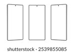 New Modern Smartphones, Front And Side View, Isolated On White Background. Vector Illustration